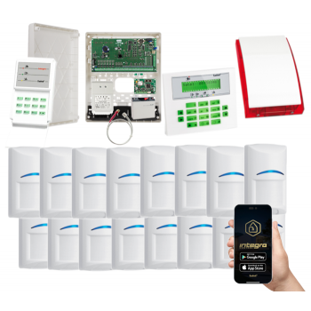 ZESTAW SATEL INTEGRA 64 16x BOSCH KLCDS-GR + INT-S-GR SYGNALIZATOR + INT-GSM